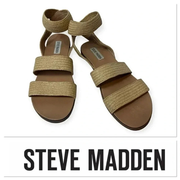 Steve Madden Effie straw ankle strap sandals size 9.5 - Picture 1 of 10